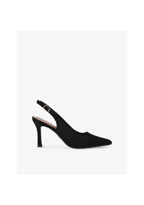 Womens Carvela Corletta Slingback Logo-Embellished Woven Heeled Courts