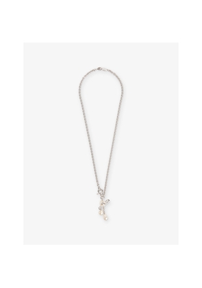 Mens Vivienne Westwood Man. Claude Small Platinum-Plated Brass and Faux-Pearls Pendant Necklace