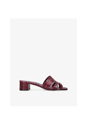 Womens Gina Montreaux Square-Toe Heeled Leather Mules