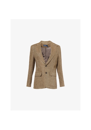 Womens Polo Ralph Lauren Herringbone Single-Breasted Linen, Silk and Wool Blazer