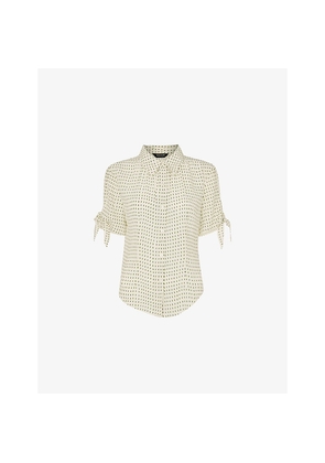 Womens Whistles Spotted Tie-Cuff Woven Shirt
