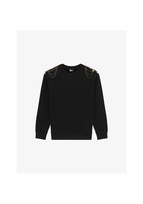 Womens The Kooples Chain-Embellished Relaxed-Fit Cotton Sweatshirt