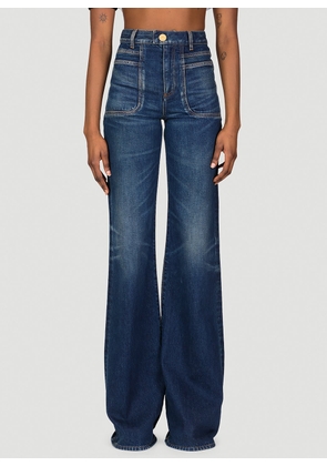 Balmain Denim Flared Jeans - Woman Jeans Blue Fr - 34
