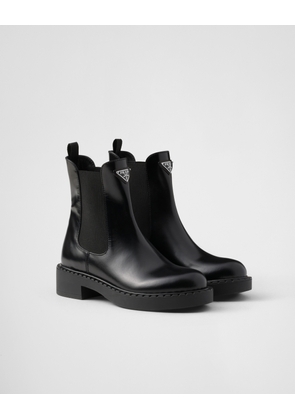 Chocolate brushed leather Chelsea booties