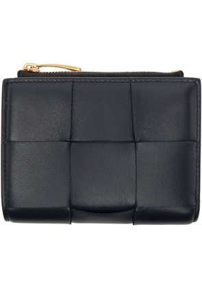 Bottega Veneta Navy Small Bi-Fold Zip Wallet