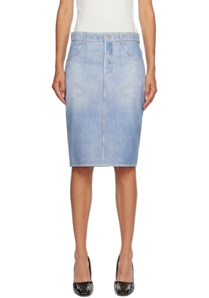 Bottega Veneta Blue Printed Leather Midi Skirt