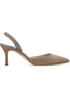 Manolo Blahnik Taupe Carolyne Heels