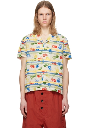 Bode Multicolor Flower Stamp Short Sleeve Shirt