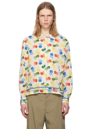 Bode Multicolor Flower Stamp Long Sleeve Shirt