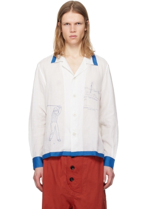 Bode White Club Champion Long Sleeve Shirt