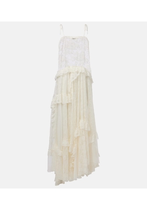 Chloe Ruffled sheer lace maxi dress