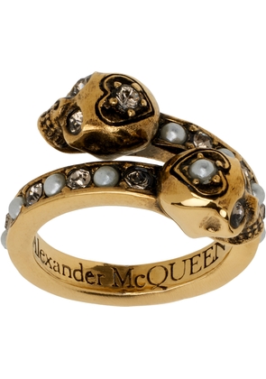 McQueen Gold Wrap-Around Skull Ring