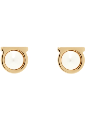 Ferragamo Gold Gancini Pearl Earrings
