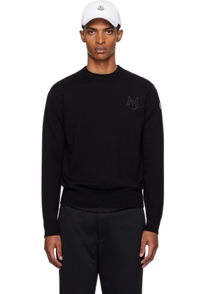 Moncler Black Embroidered Monogram Cotton Sweater