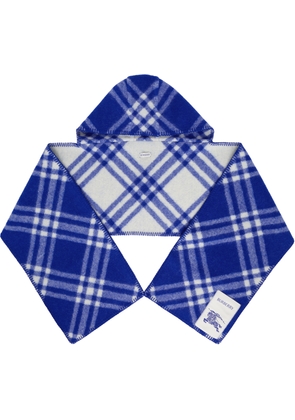 Burberry Blue Check Wool Hooded Scarf