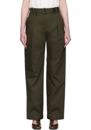 Burberry Green Gabardine Belted Trousers