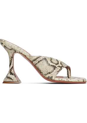 Amina Muaddi Off-White & Black Shiona Slipper Heeled Sandals