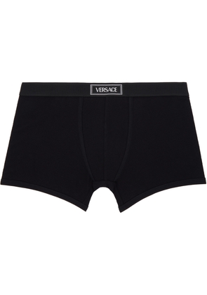 Versace Black 90s Vintage Logo Ribbed Long Boxer Briefs