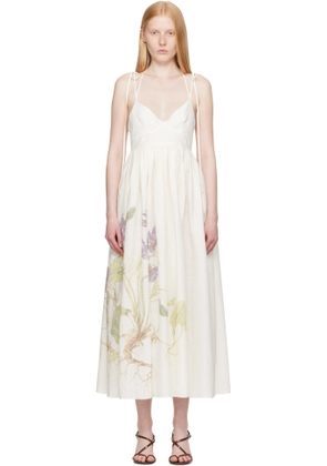 Erdem Off-White Strappy Fit & Flare Midi Dress