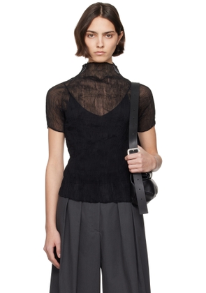 ISSEY MIYAKE Black Chiffon Twist BK/WT-56 Turtleneck