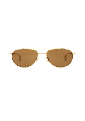 Bottega Veneta Aviator Sunglasses in Gold & Brown - Metallic Gold. Size all.
