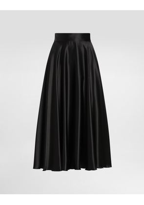 Dolce & Gabbana Silk Satin Calf-length Circle Skirt - Woman Skirts Black 38