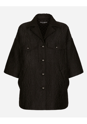 Dolce & Gabbana Short Floral Jacquard Cape - Woman Coats And Jackets Black 36