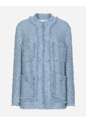 Dolce & Gabbana Single-breasted Cotton Rush-stitch Jacket - Woman Coats And Jackets Azure 38