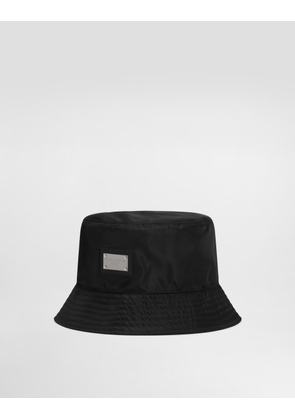 Dolce & Gabbana Nylon Bucket Hat With Branded Plate - Man Hats And Gloves Black Cotton 57