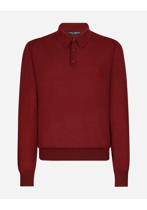 Dolce & Gabbana Cashmere Polo-style Sweater With Dg Logo Embroidery - Man Sweaters And Cardigans Burgundy Cashmere 48