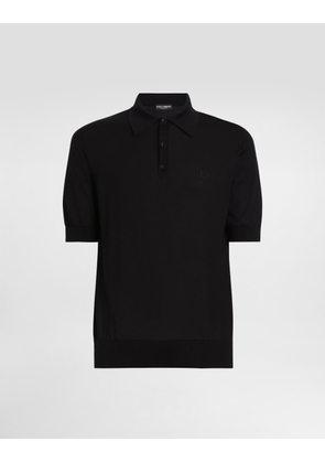 Dolce & Gabbana Silk Polo-shirt With Logo Embroidery - Man Sweaters And Cardigans Black 48