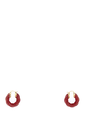 Bottega Veneta Tiziano Red Nappa Leather And 925 Silver Twist Earrings