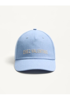 Valentino Garavani Chez Valentino Denim Baseball Cap With Embroidery Man AZURE 57
