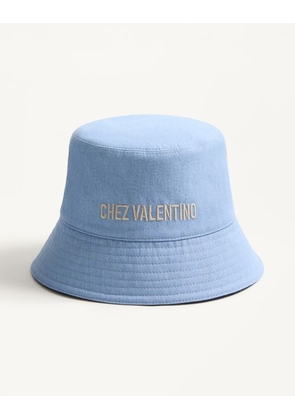 Valentino Garavani Chez Valentino Denim Bucket Hat With Embroidery Man AZURE 57