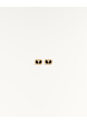 Valentino Garavani Valentino Garavani Ovalette Metal Earrings With Enamel And Crystals Man GOLD/BLACK/CRYSTAL UNI