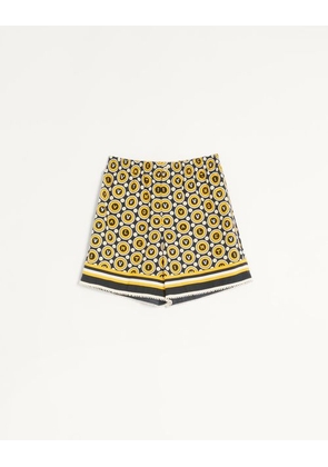 Valentino Cotton Poplin Bermuda Shorts With Bulles Royales Print Man BLACK/YELLOW/IVORY 44