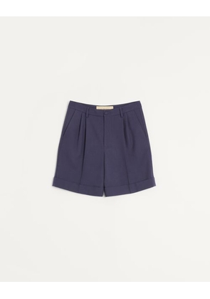 Valentino Cuffed Wool Gabardine Bermuda Shorts Man BLUE 46