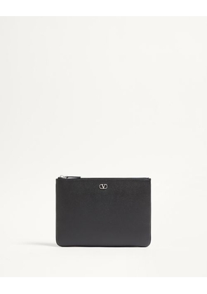 Valentino Garavani Vlogo Signature Grainy Calfskin Pouch Man BLACK UNI