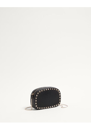 Valentino Garavani Mini Rockstud Shoulder Bag In Grainy Calfskin Woman BLACK UNI