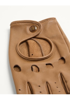 Valentino Garavani Vlogo Signature Nappa Fingerless Gloves Woman LIGHT CAMEL/GOLD 6