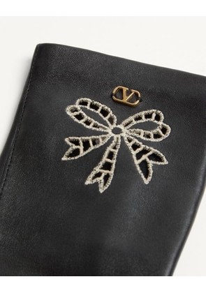 Valentino Garavani Vlogo Signature Nappa Gloves Woman BLACK/BUTTER/ANTIQUE BRASS 6