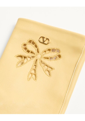 Valentino Garavani Vlogo Signature Nappa Gloves Woman BUTTER 6