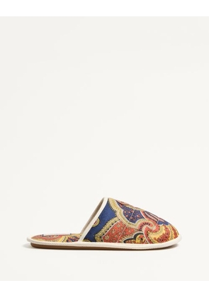 Valentino Garavani Ta Chambre Slide In Voyage Imaginaire Denim Fabric Man MULTICOLOUR/IVORY 39