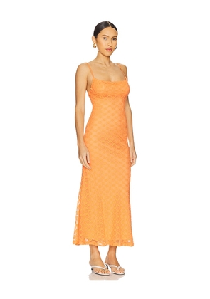 Bardot Adoni Mesh Midi Dress in Orange. Size 10. Also in 12, 2, 6.