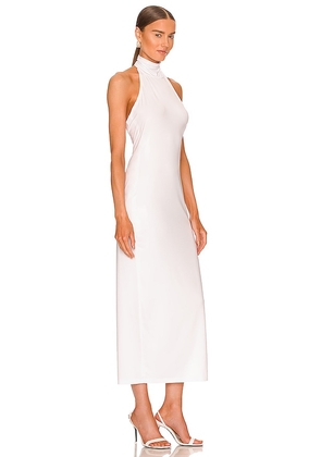 Norma Kamali Halter Turtle Side Slit Gown in White. Size M. Also in L, XS.