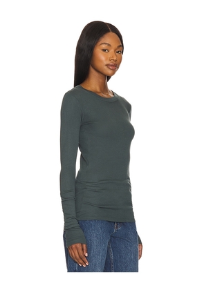 LA Made Long Sleeve Crew Neck Top in Dark Green. Size L. Also in XL, XXL.
