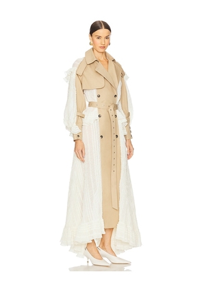 ROKH Trench With Ruffle Dress in Ivory,Beige. Size 36/4. Also in 38/6.
