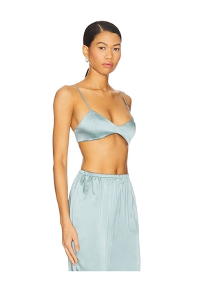 SEROYA Courtney Silk Bralette in Blue. Size L. Also in M, S, XL, XS.