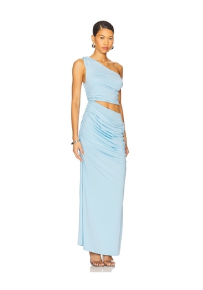 SNDYS Rikke Jersey Maxi Dress in Blue. Size M. Also in L, S, XS.