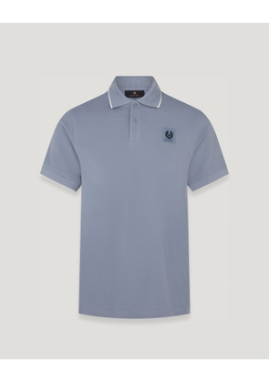 Belstaff Tipped Polo Men's Cotton Pique Blue Flint Size S